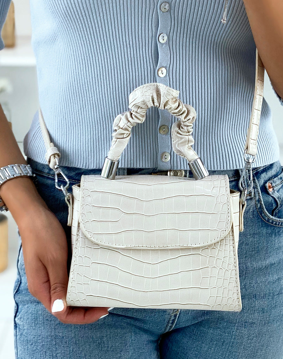 Mini sac beige à anse froncée