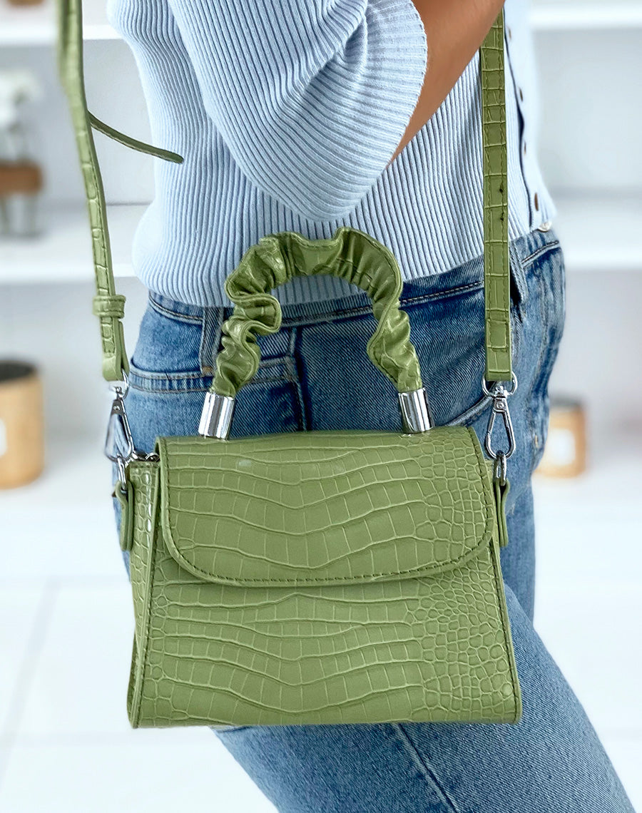 Mini sac vert à anse froncée