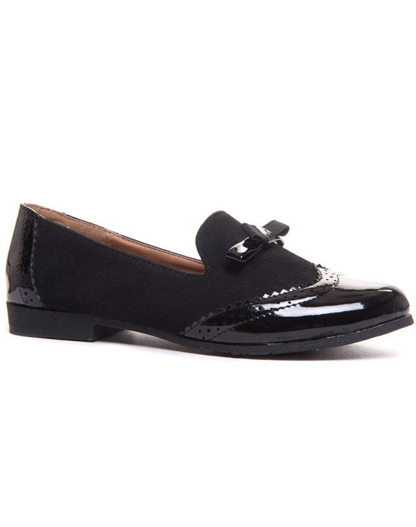 Mocassin bi-matière avec n?ud sur le dessus