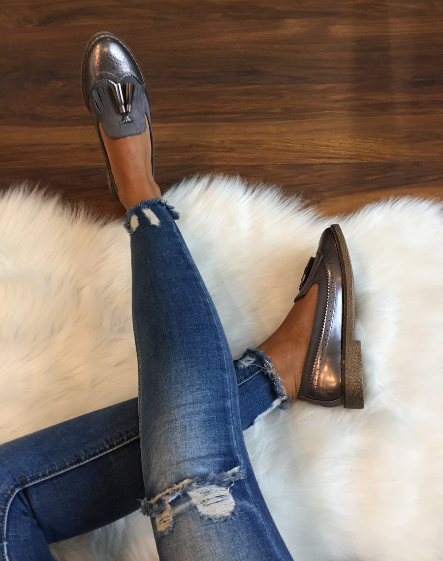 Mocassins ajourés gris