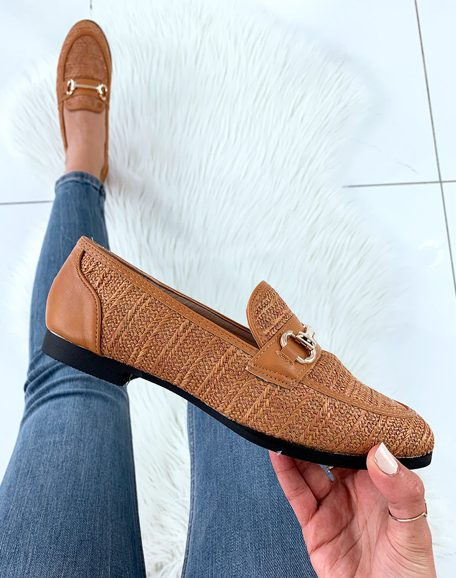 Mocassins camel en osier