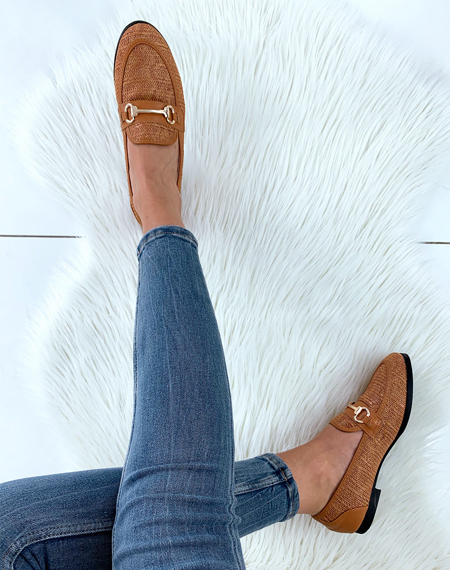 Mocassins camel en osier