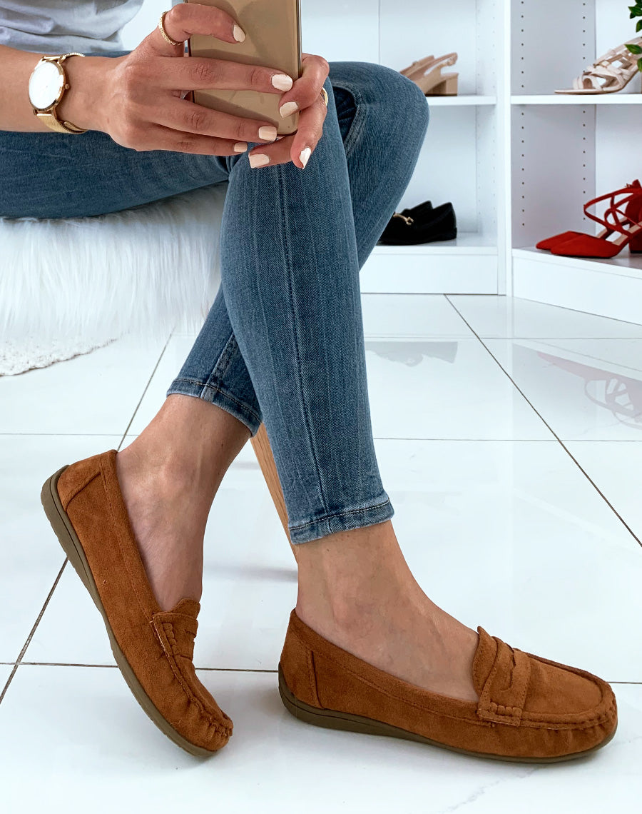 Mocassins camel en suédine