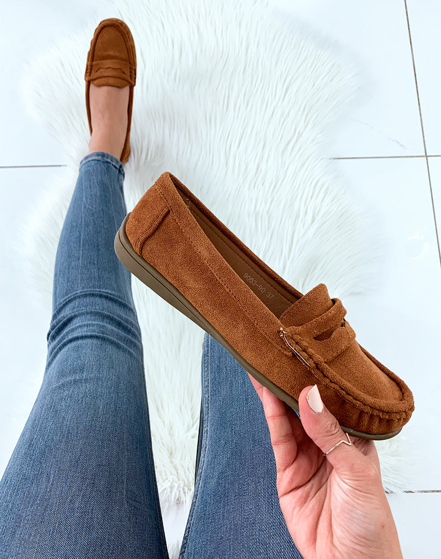 Mocassins camel en suédine