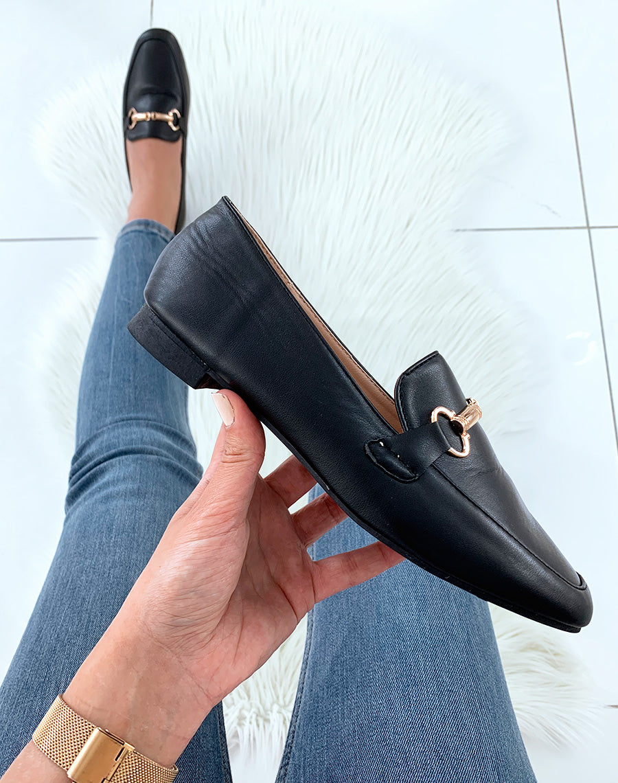 Mocassins en similicuirs noirs