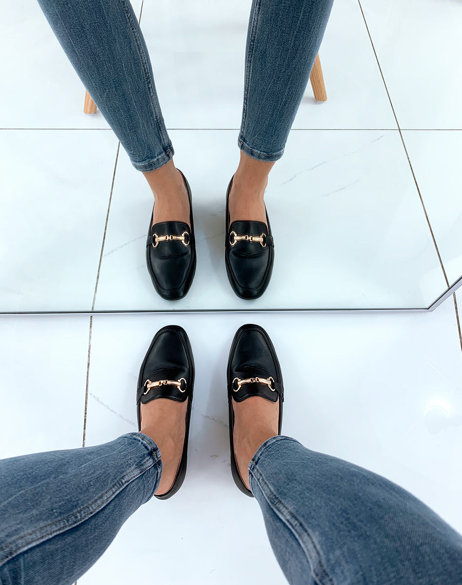 Mocassins en similicuirs noirs