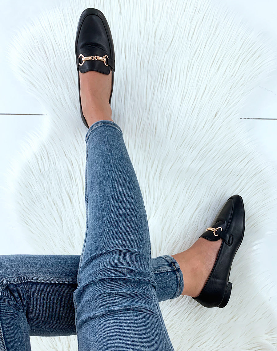 Mocassins en similicuirs noirs