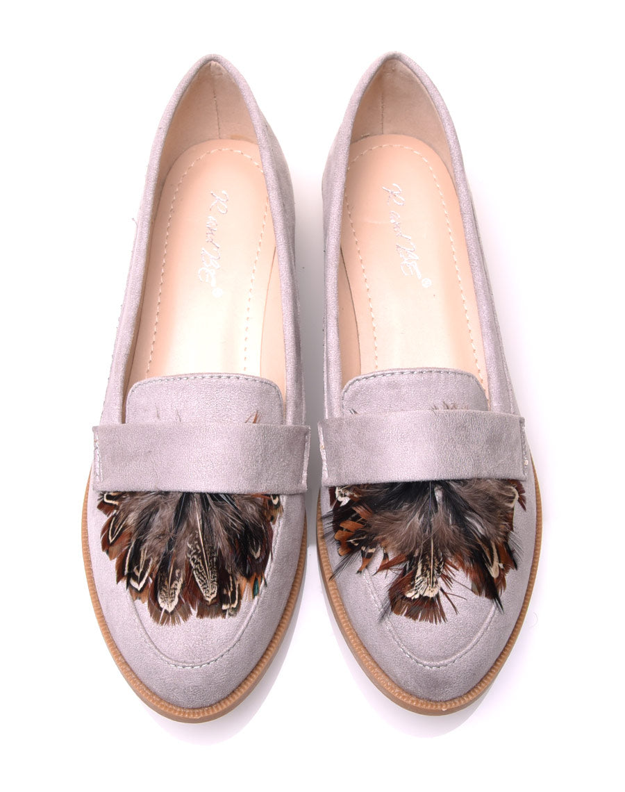 Mocassins gris en suédine