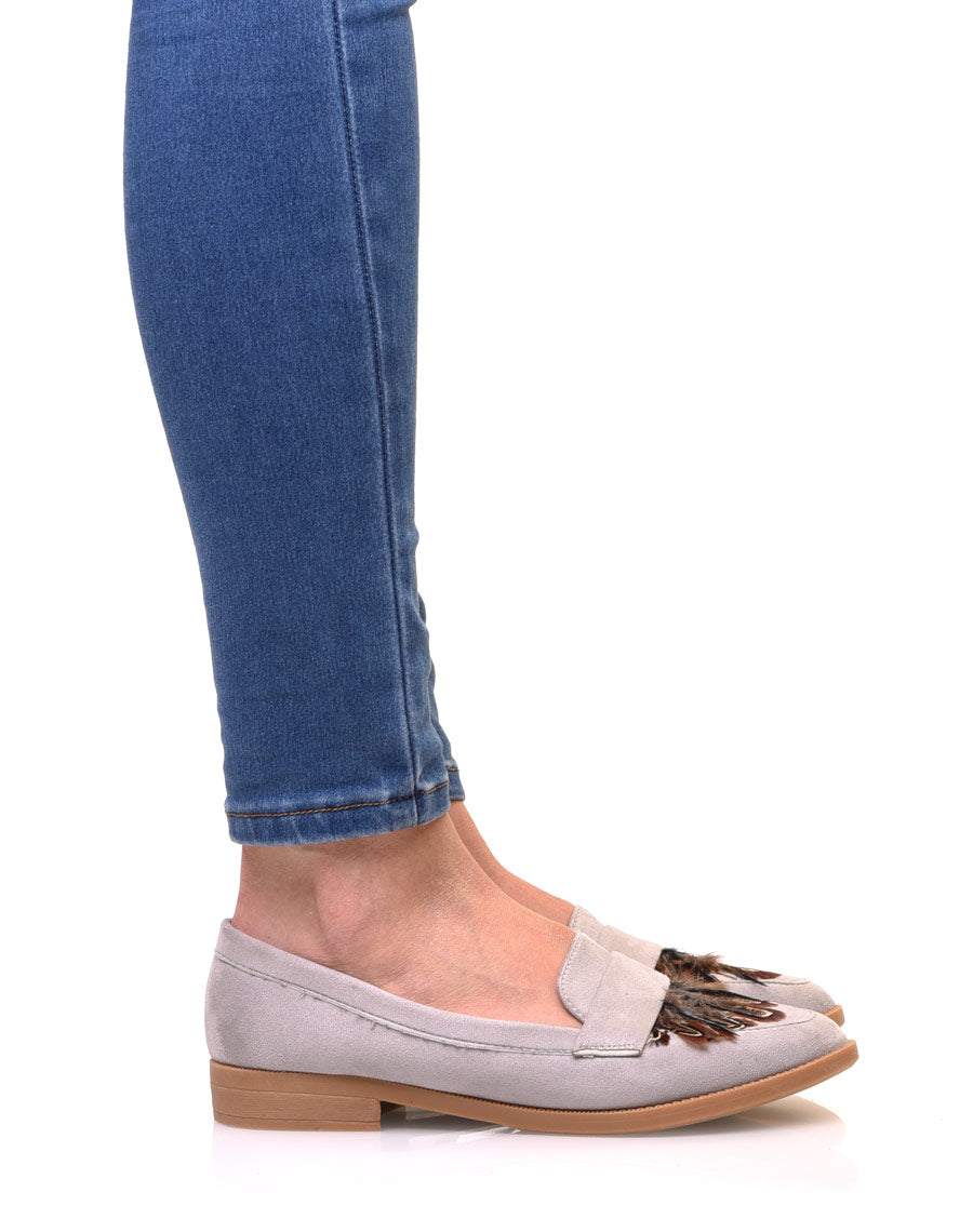 Mocassins gris en suédine