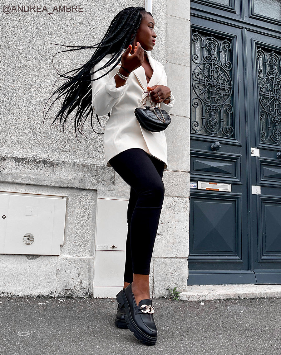 Mocassins à large plateforme avec chaîne dorée