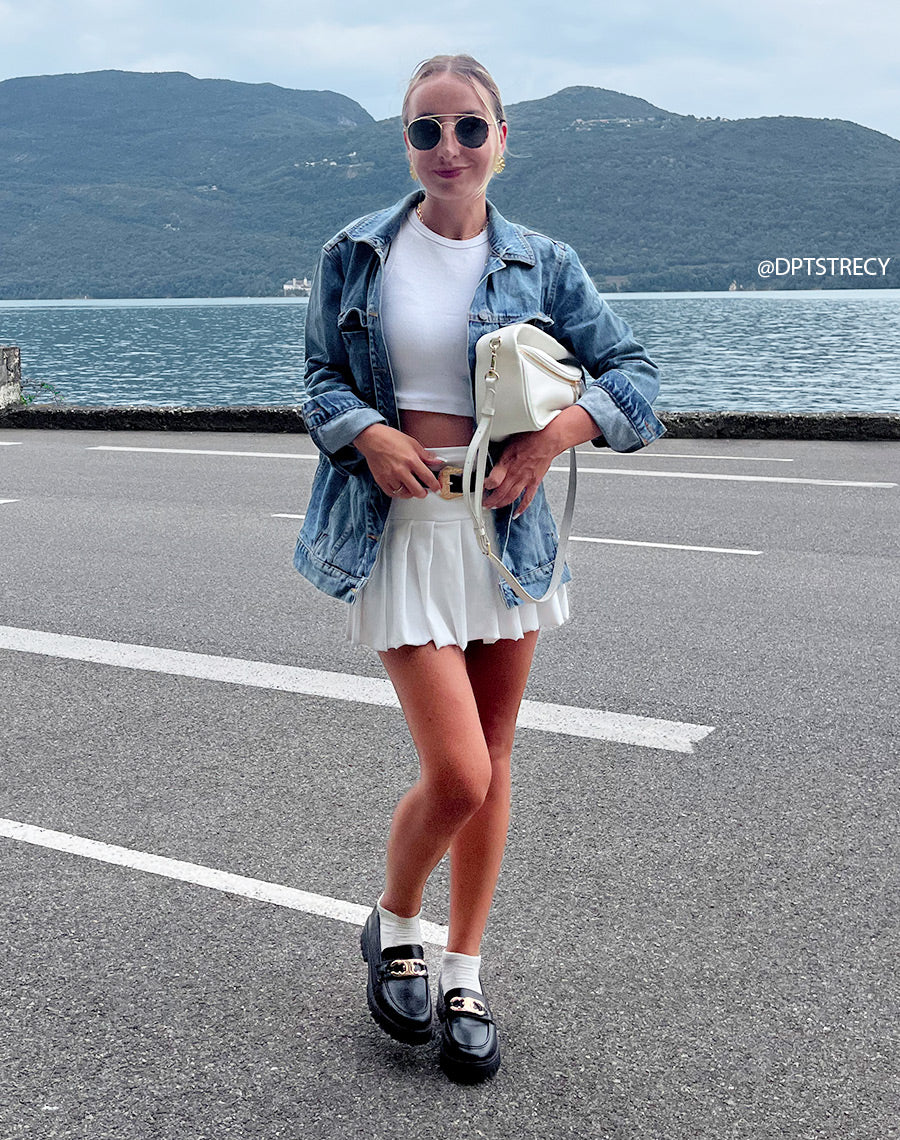 Mocassins noirs avec bijou doré et plateforme crantée