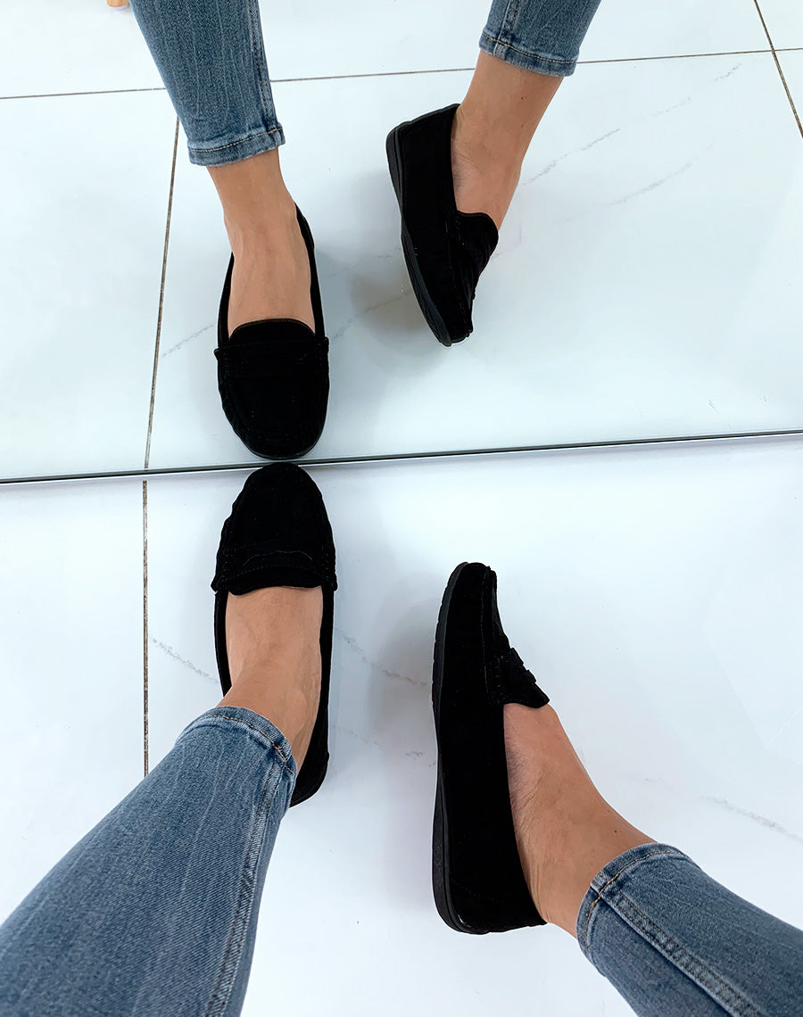 Mocassins noirs en suédine