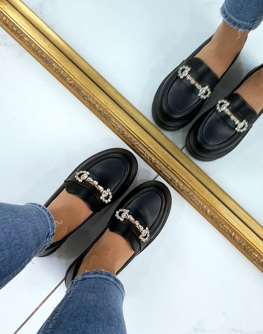 Mocassins noirs et à strass