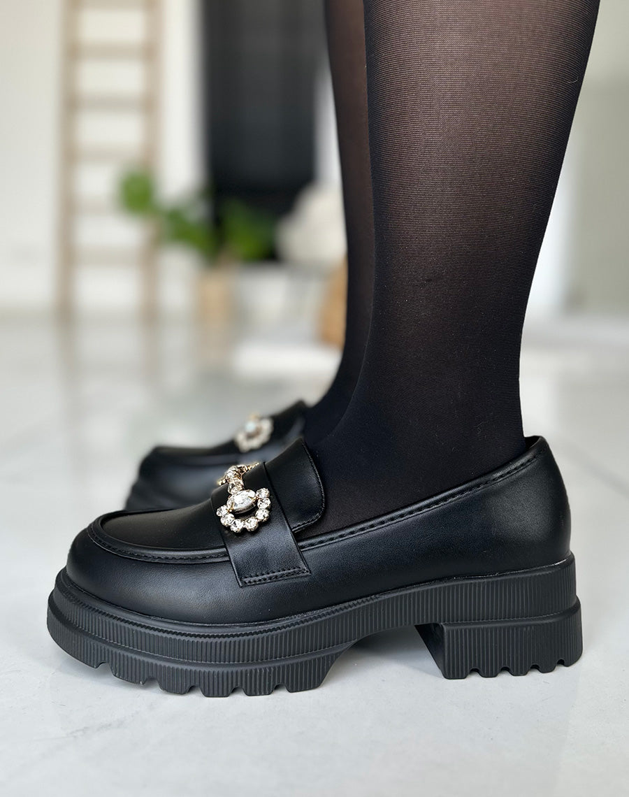 Mocassins noirs et à strass