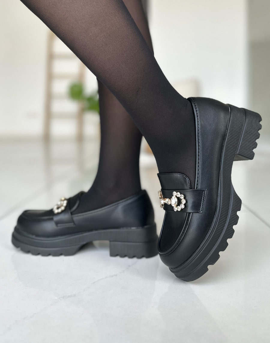 Mocassins noirs et à strass