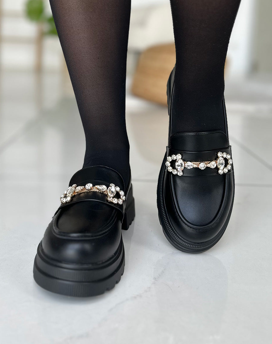 Mocassins noirs et à strass