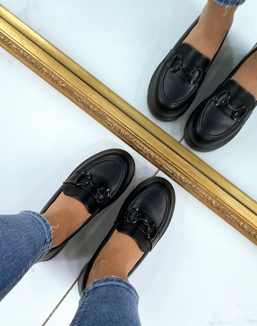 Mocassins noirs à grosse plateforme