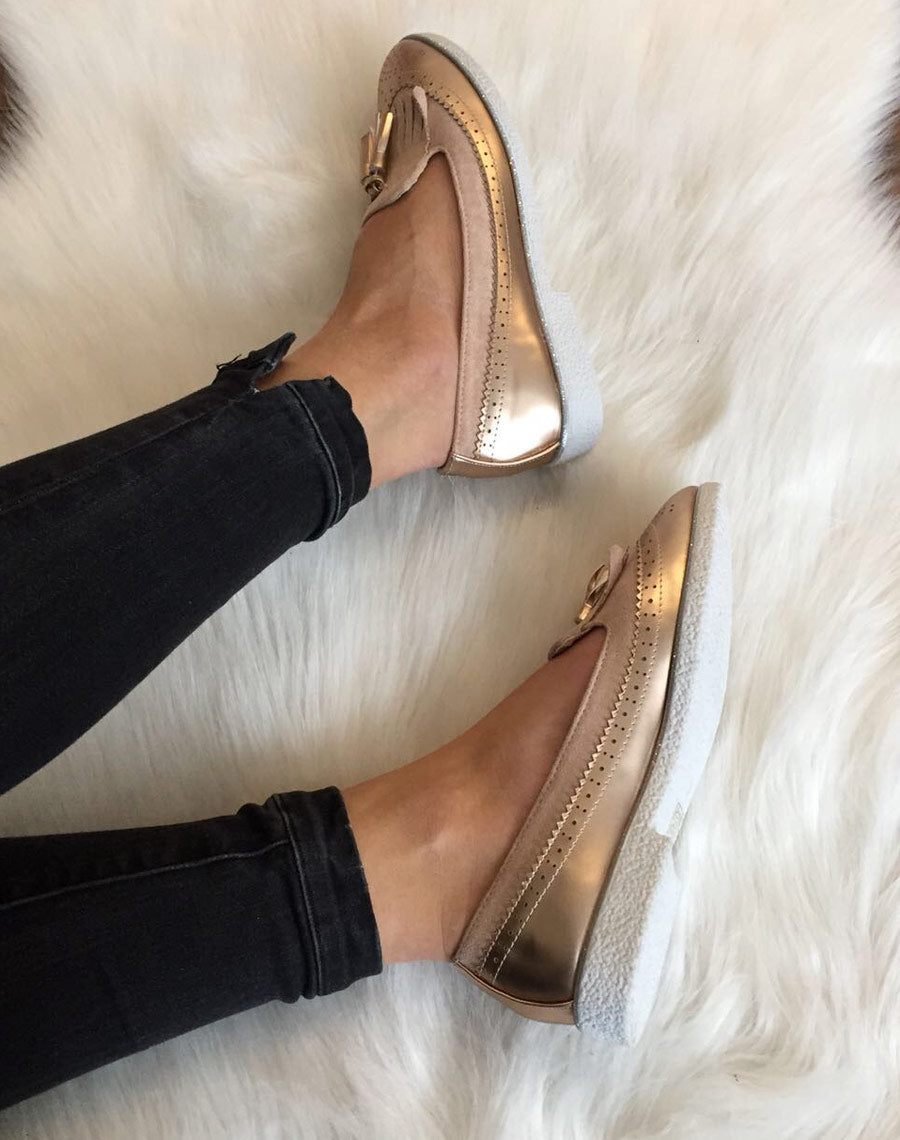 Mocassins roses perforés