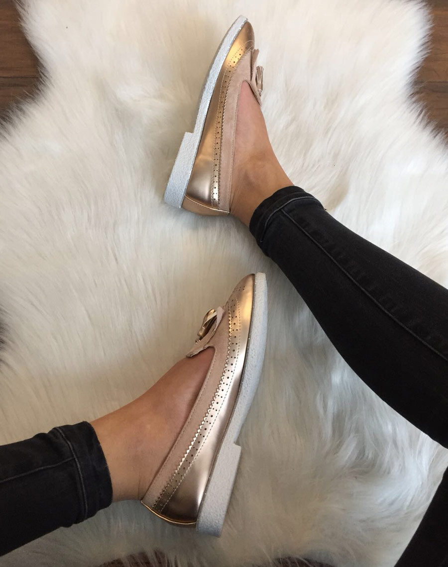 Mocassins roses perforés