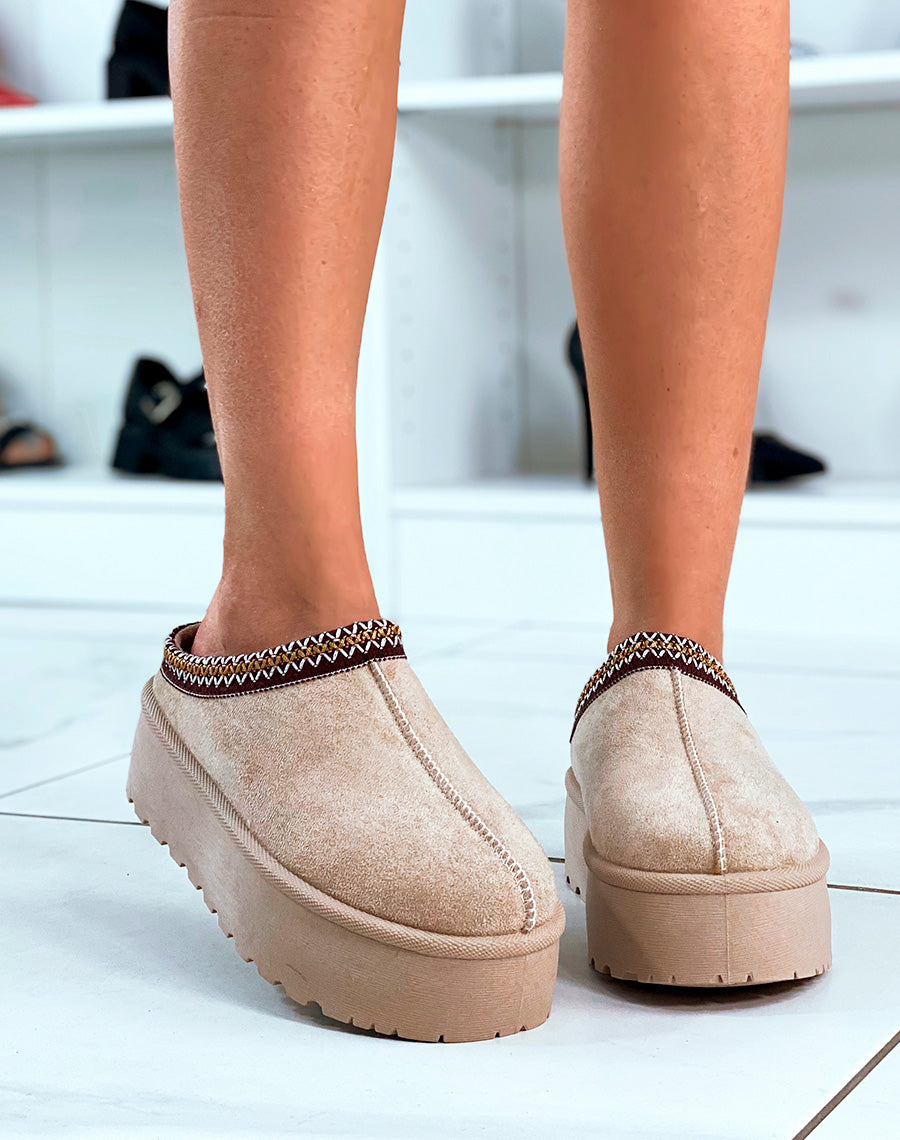 Mule beige en suédine