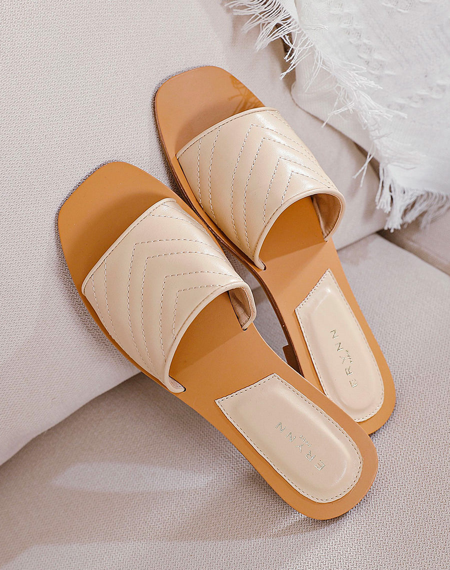 Mule en simili cuir beige