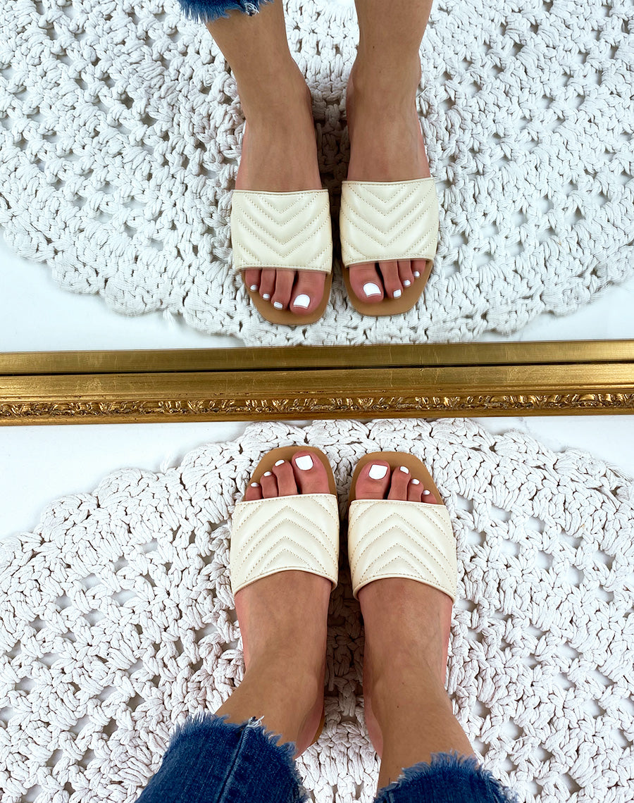 Mule en simili cuir beige