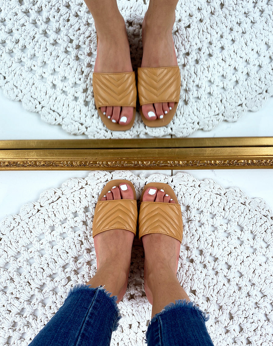 Mule en simili cuir camel