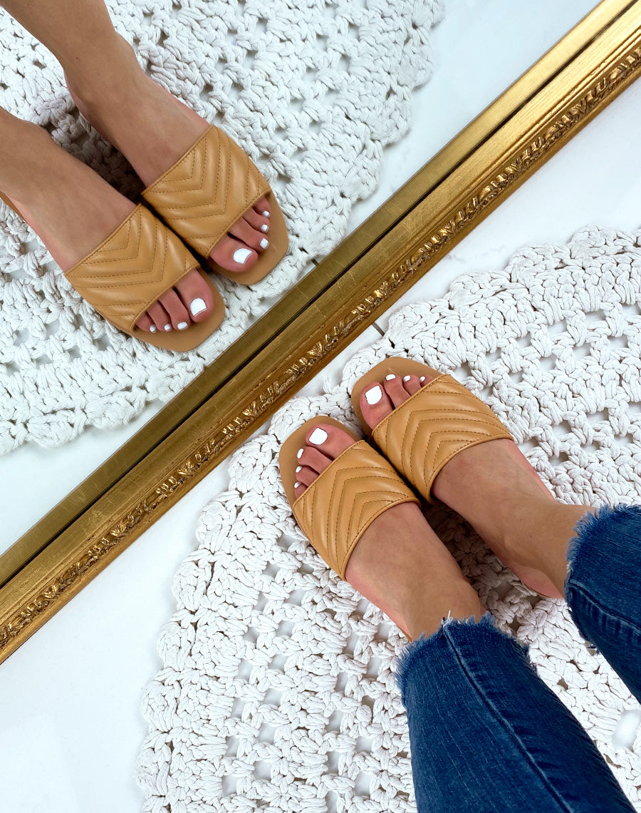 Mule en simili cuir camel