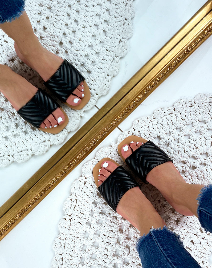 Mule en simili cuir noir
