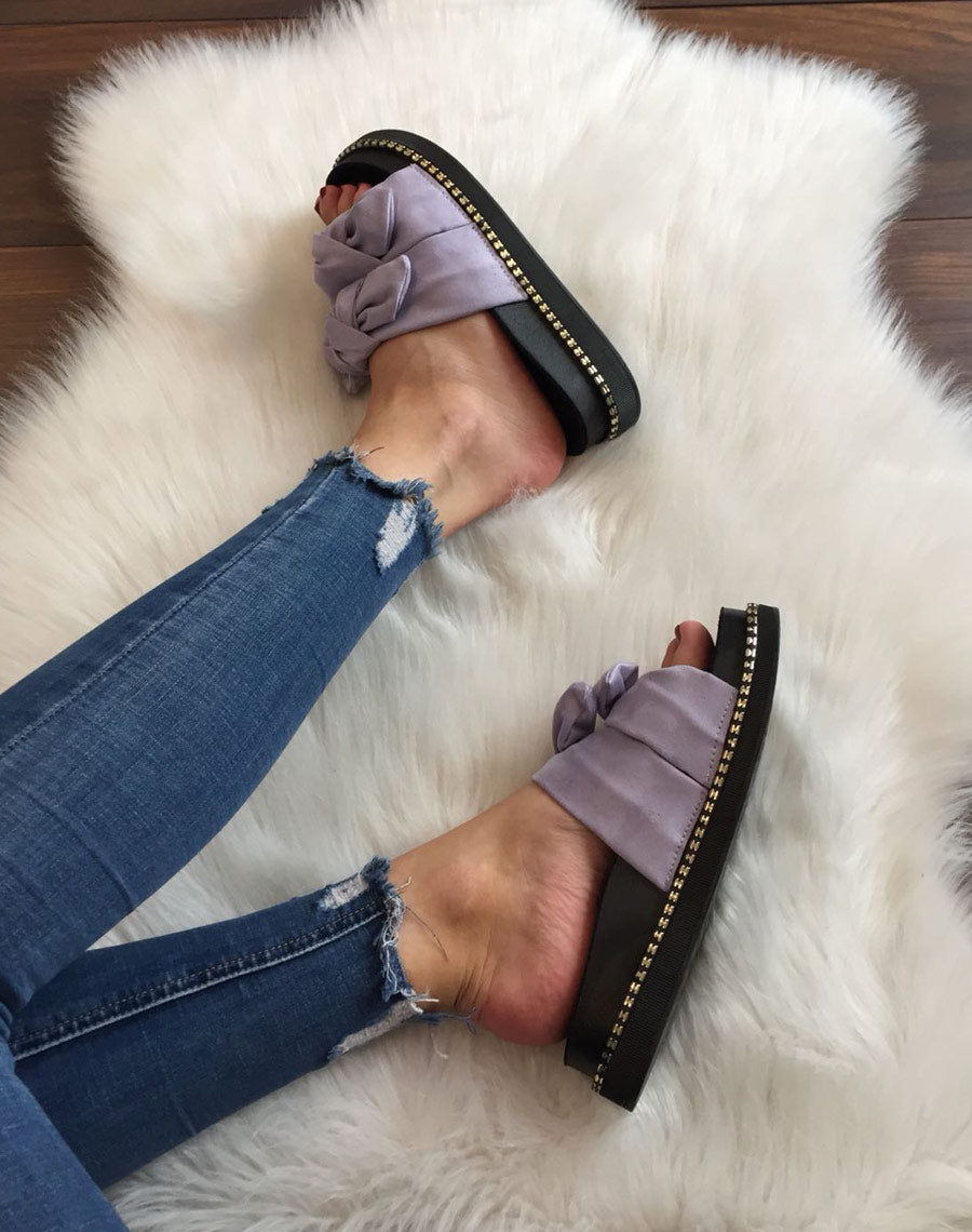 Mules avec n?ud mauves