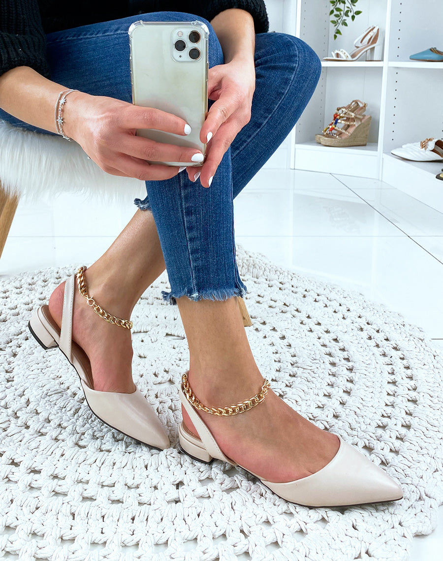 Mules beiges à bout pointu