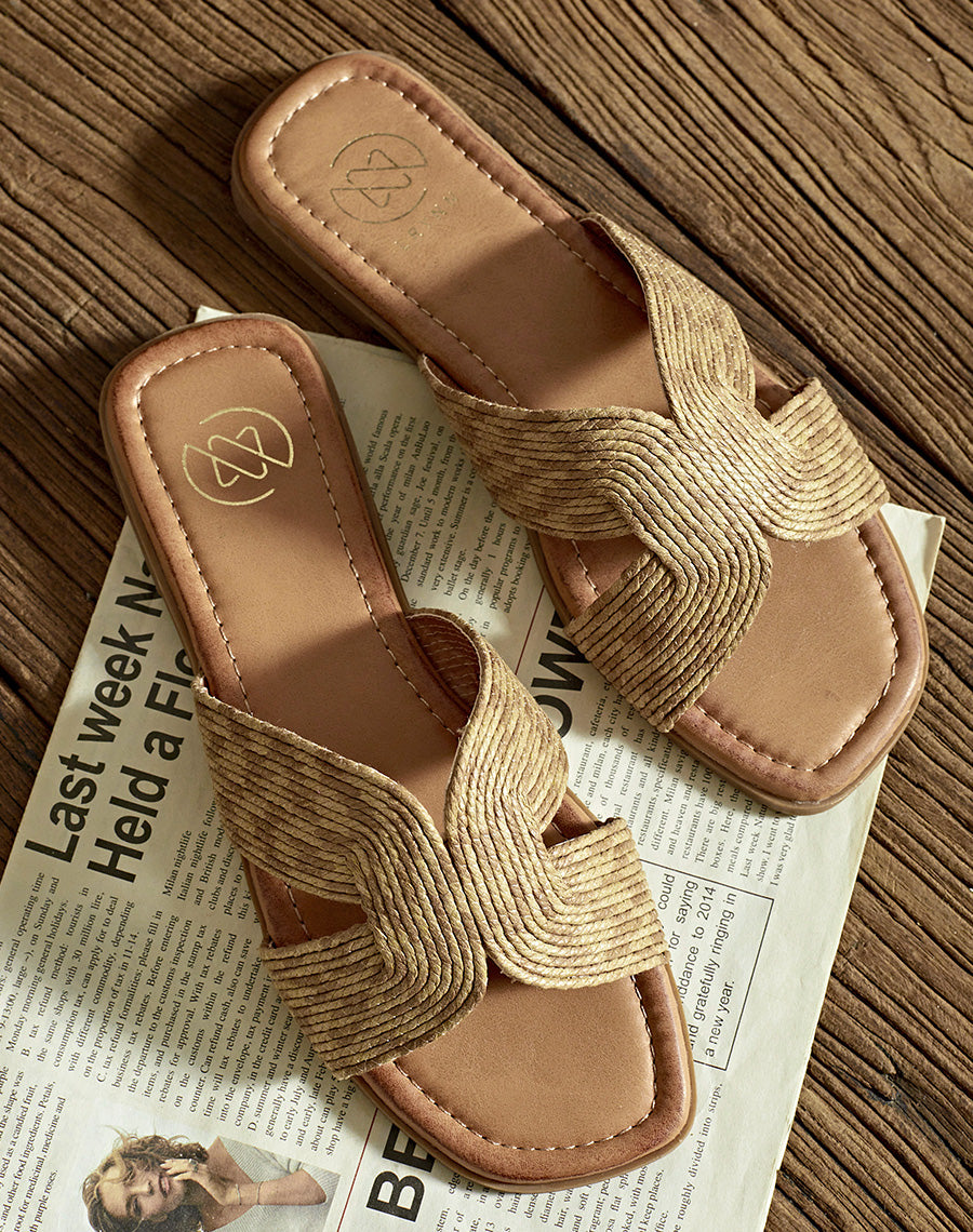 Mules beiges en corde