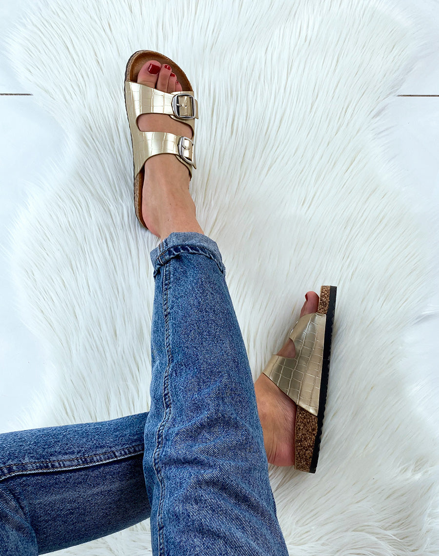 Mules Gold à deux brides
