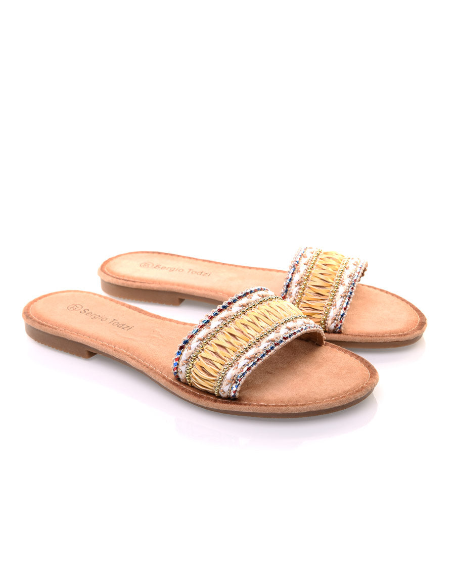 Mules jaunes perlées