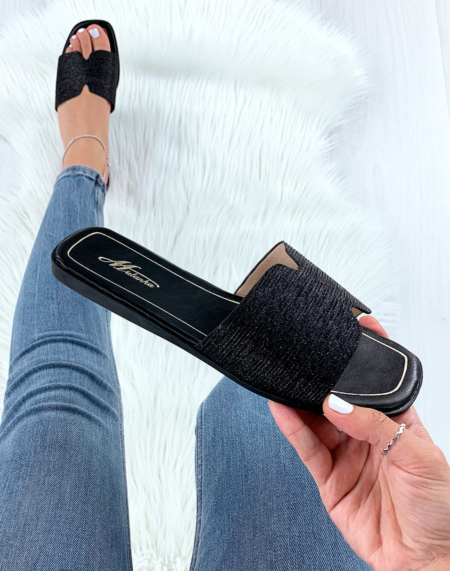 Mules noires pailletées