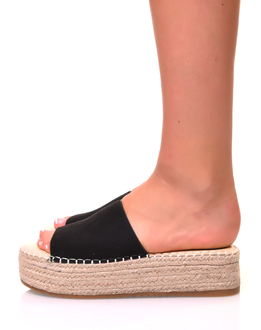 Mules noires à plateforme en suédine