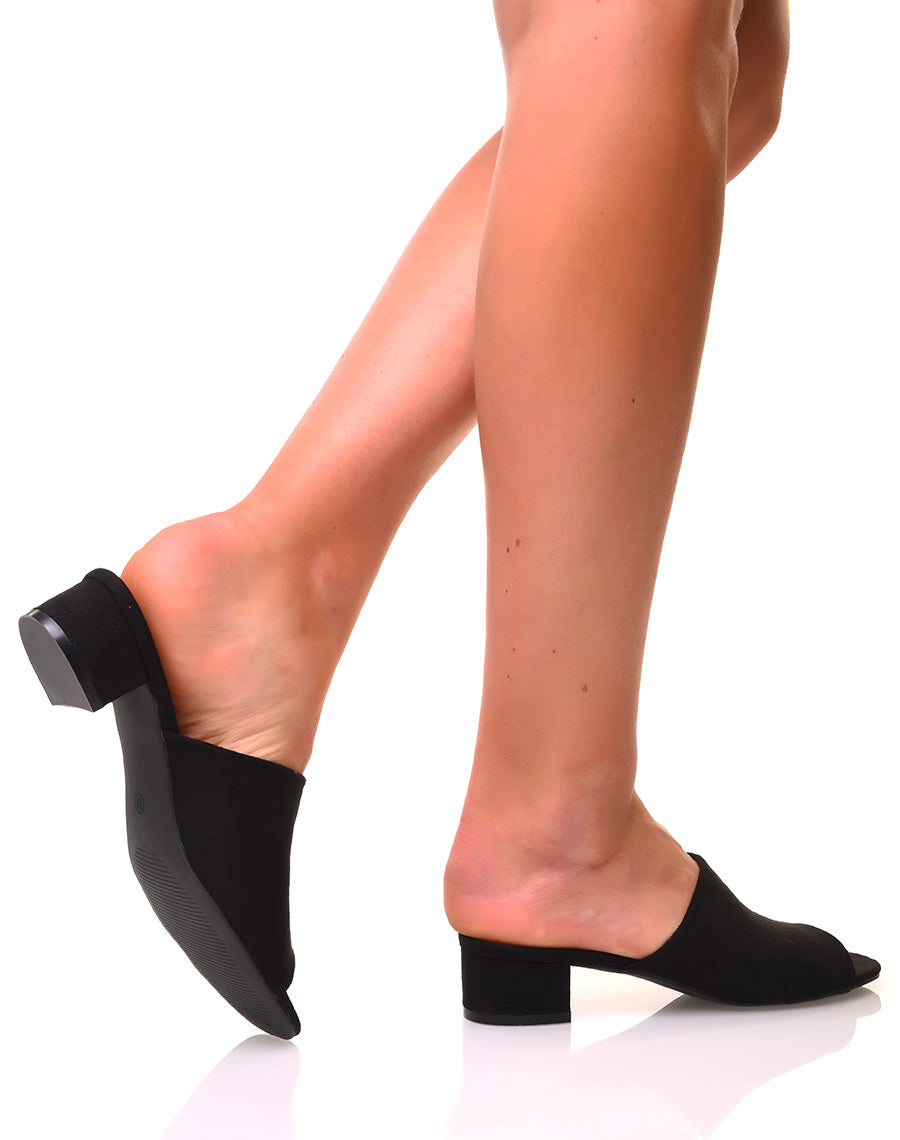 Mules ouverte en suédine noire