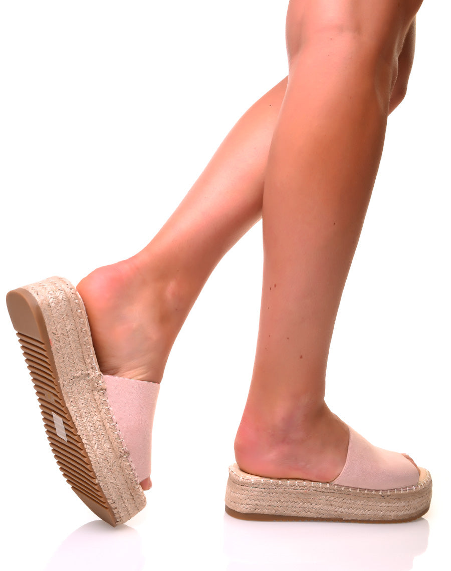 Mules roses à plateforme en suédine