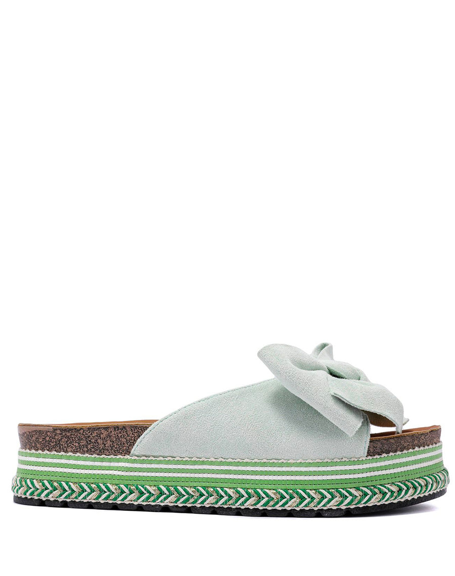 Mules vert d?eau ? noeud et semelle azt?que