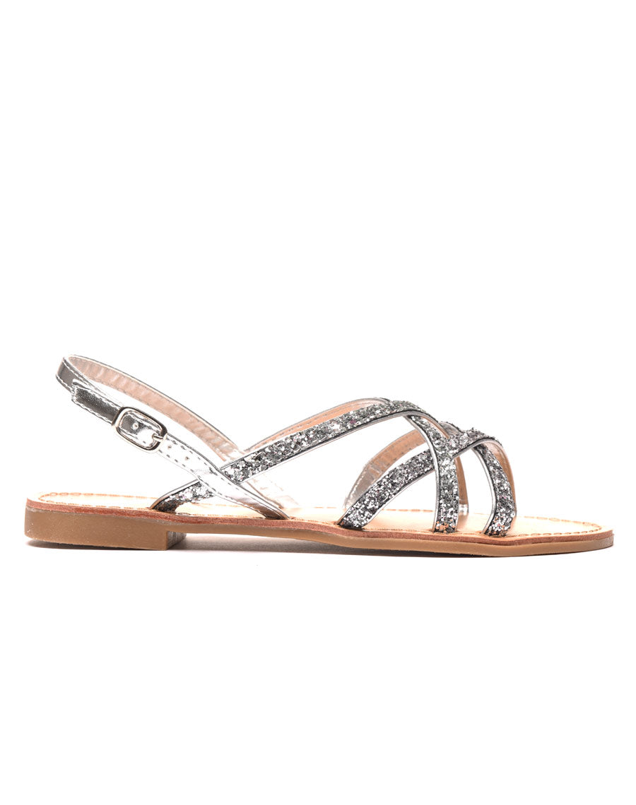 Nu-pied pailleté à bride argent