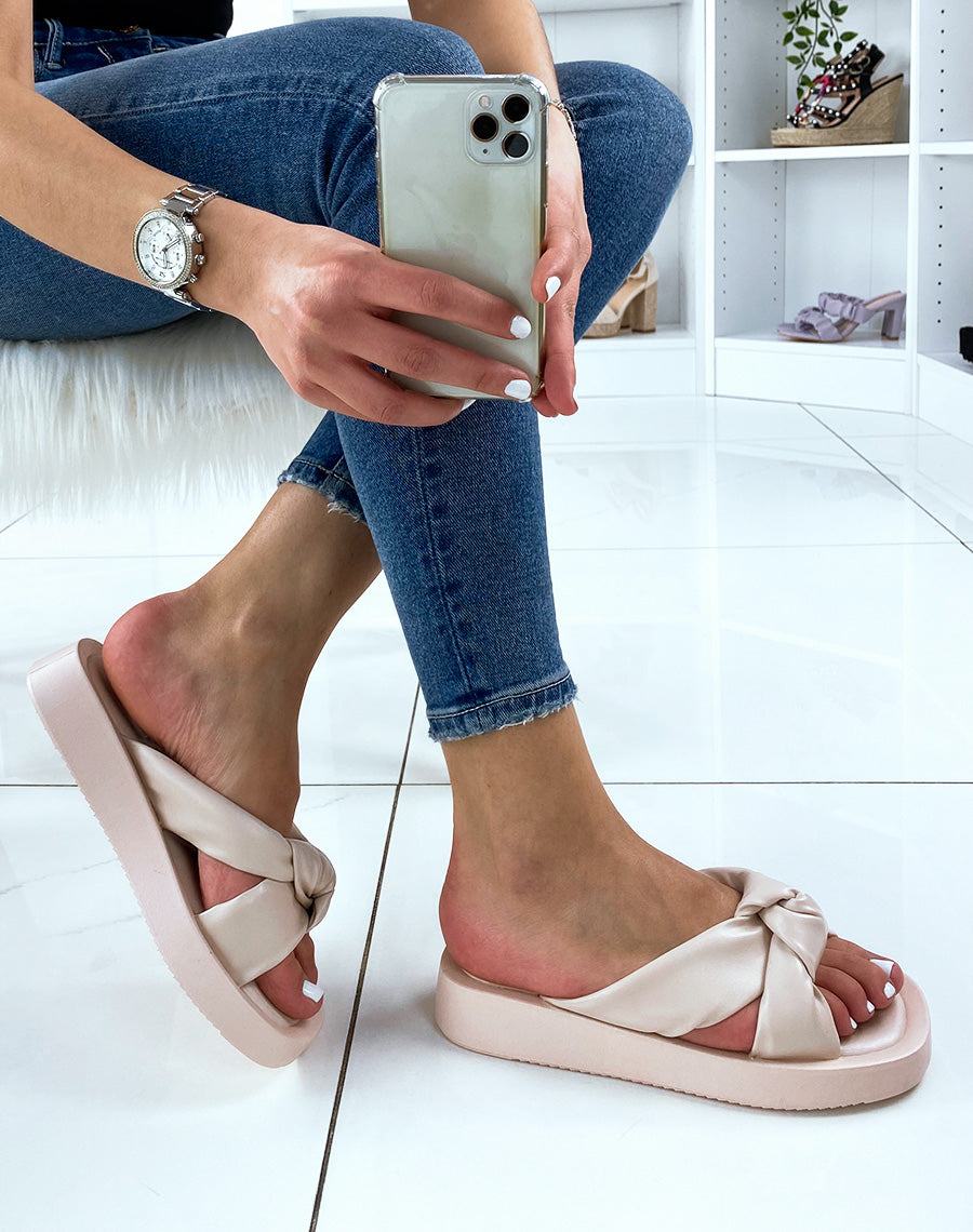 Nu-pieds basiques à brides croisées - Camel clair