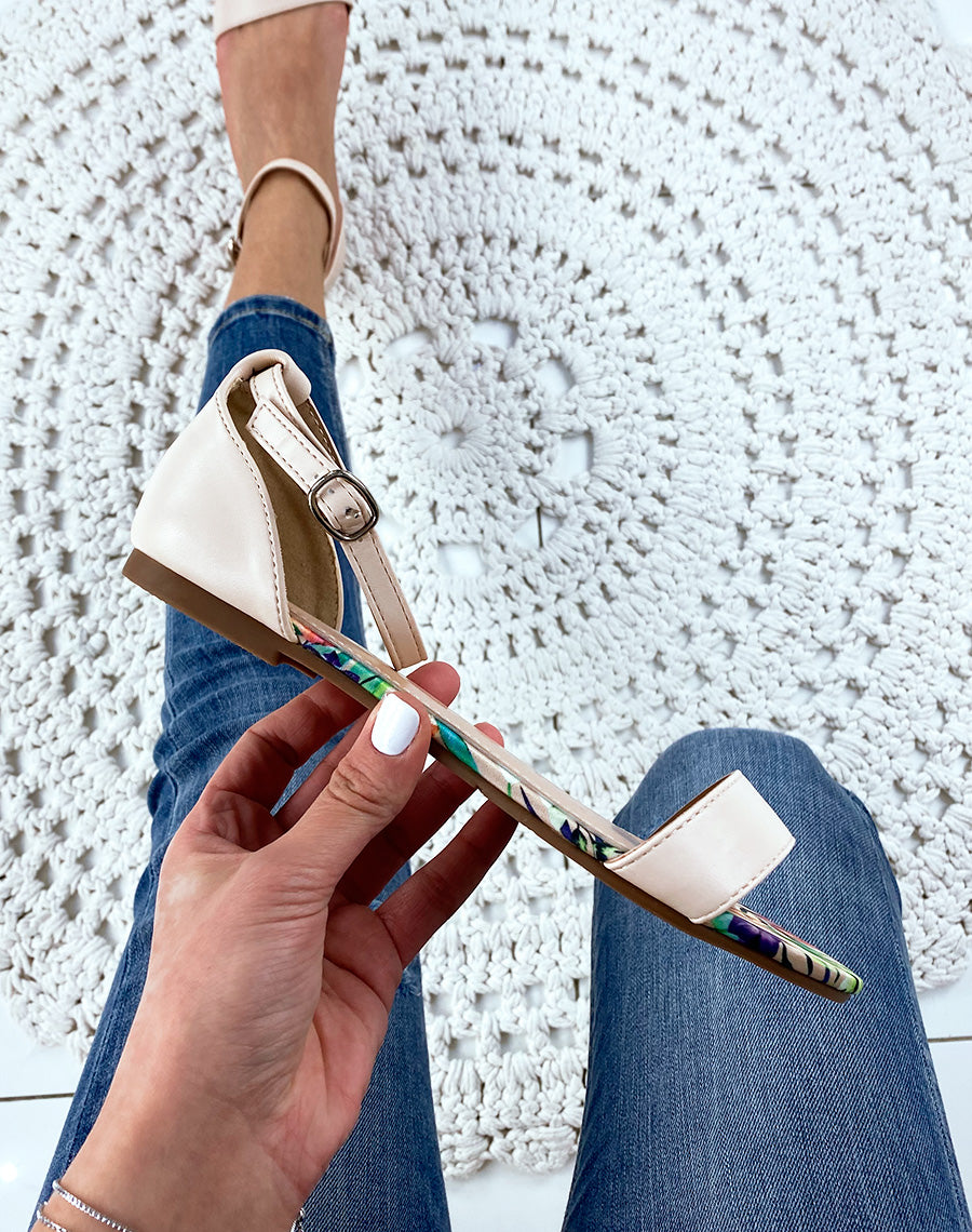 Nu-pieds beige en simili cuir