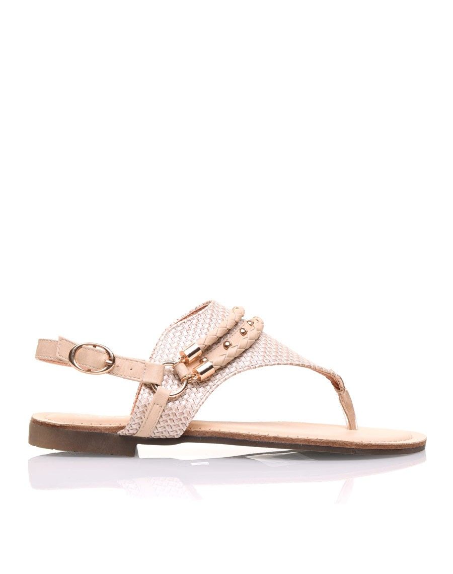 Nu-pieds beiges à détails multiples