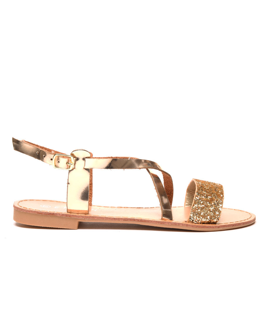 Nu-pieds doré pailleté