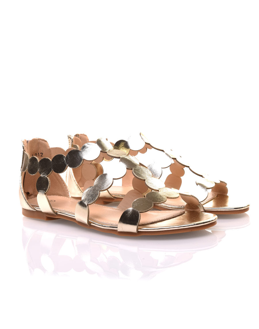 Nu-pieds dorés à brides circulaires