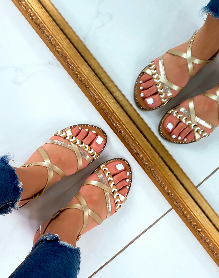 Nu-pieds multi brides à imprimé animal - blanc