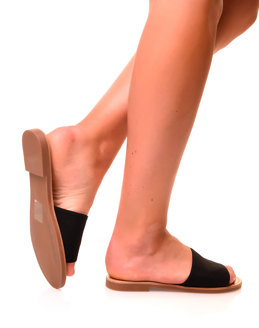 Nu-pieds en suédine noirs à larges brides