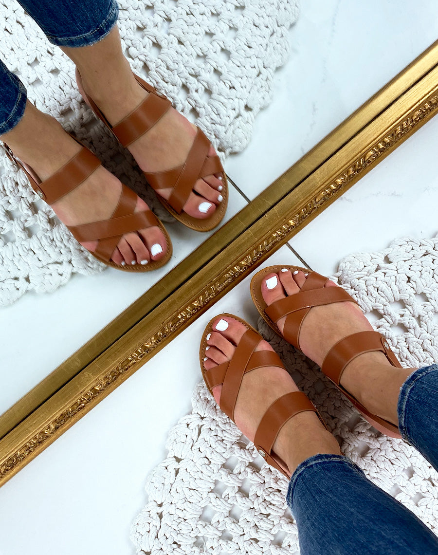 Nu-pieds à lanières épaisses camel