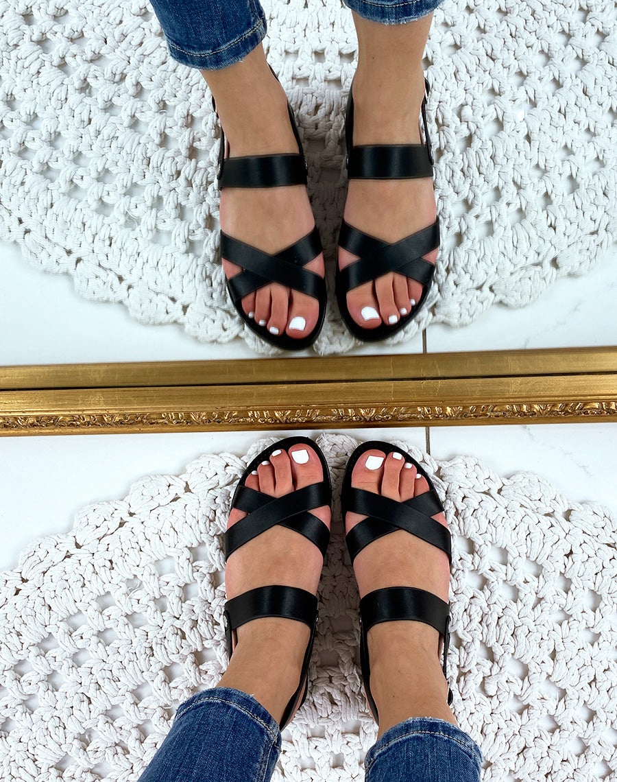 Nu-pieds à lanières épaisses noires