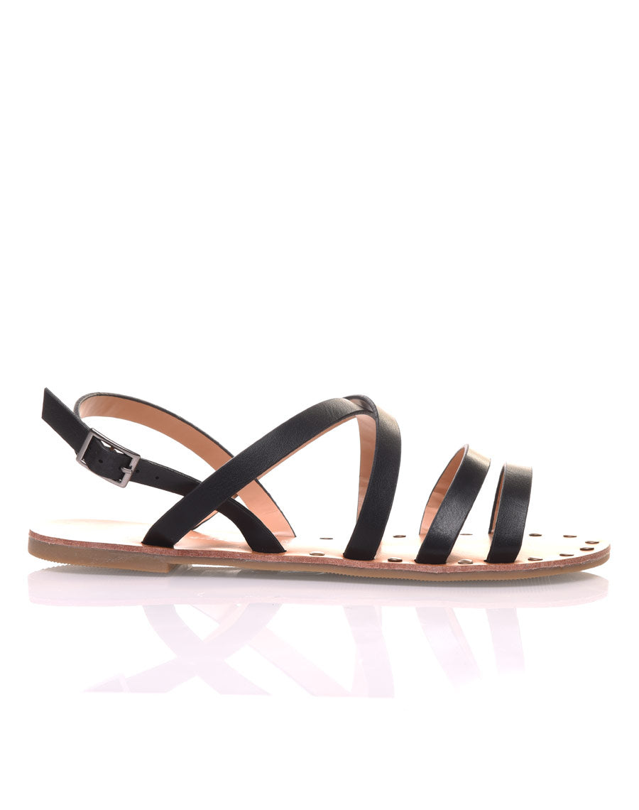 Nu pieds multi bride noirs